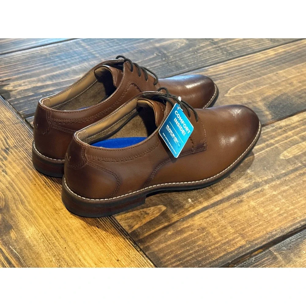 Nunn Bush Kore Walk Mens Brown Leather Comfort Gel Plain Toe Oxford Shoes‎ 8.5M